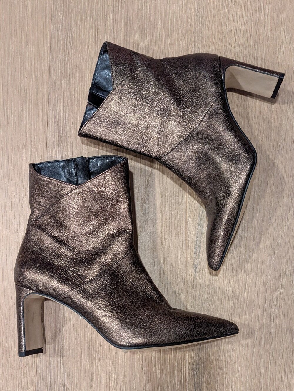 Metallic Brown Pointed-Toe Ankle Boots - Marian - Made In Spain